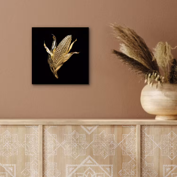 Aluminium schilderij - Mais - Eten - Goud - Zwart — 5
