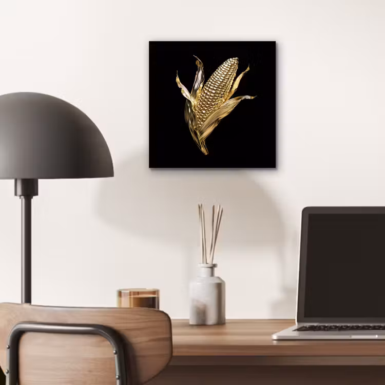 Aluminium schilderij - Mais - Eten - Goud - Zwart — 6