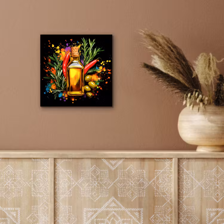Aluminium schilderij - Olijfolie - Graffiti - Peper - Olijven - Modern — 5