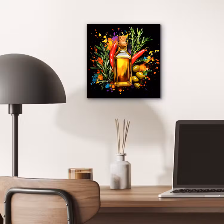 Aluminium schilderij - Olijfolie - Graffiti - Peper - Olijven - Modern — 6
