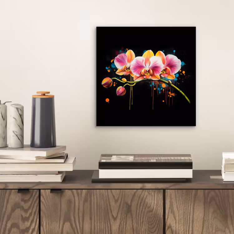 Aluminium schilderij - Orchidee - Graffiti - Kleurrijk - Bloemen - Abstract — 2