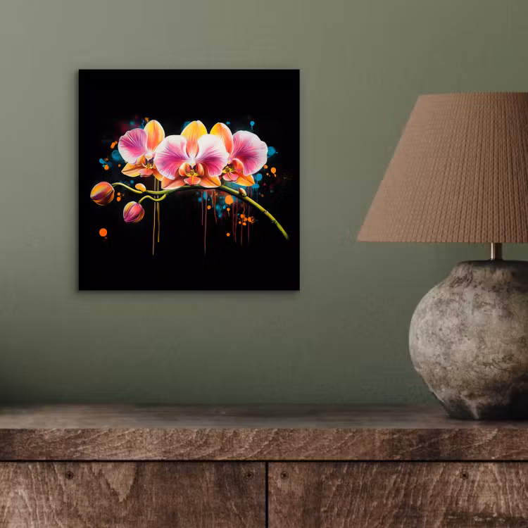 Aluminium schilderij - Orchidee - Graffiti - Kleurrijk - Bloemen - Abstract — 3