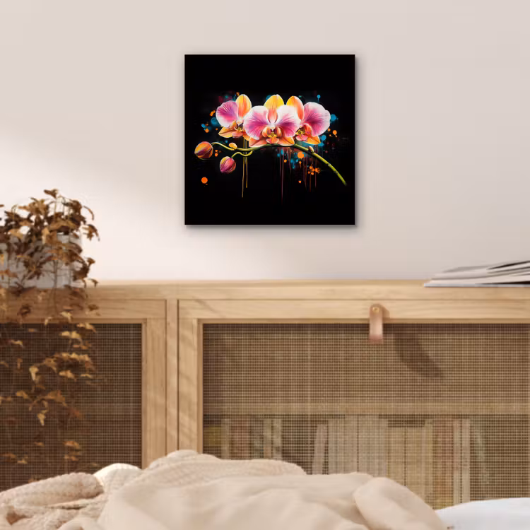 Aluminium schilderij - Orchidee - Graffiti - Kleurrijk - Bloemen - Abstract — 4
