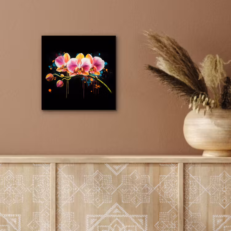 Aluminium schilderij - Orchidee - Graffiti - Kleurrijk - Bloemen - Abstract — 5