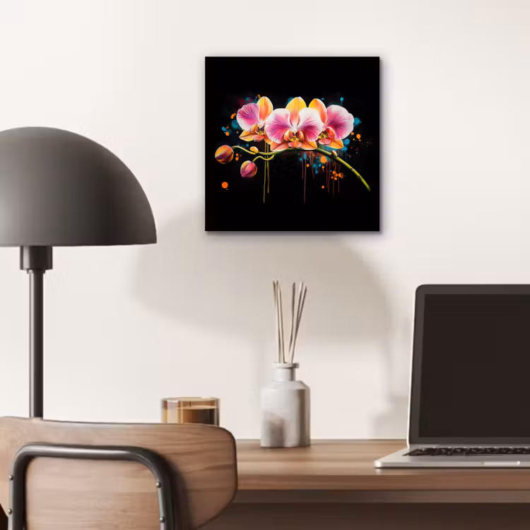 Aluminium schilderij - Orchidee - Graffiti - Kleurrijk - Bloemen - Abstract — 6