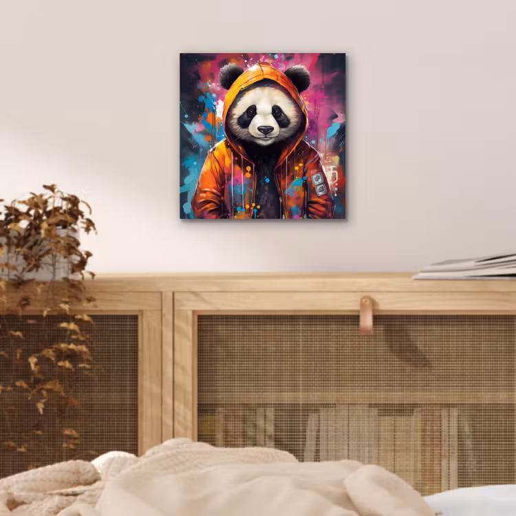 Aluminium schilderij - Panda - Jas - Graffiti - Oranje — 4