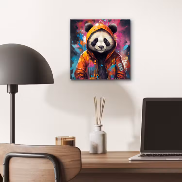 Aluminium schilderij - Panda - Jas - Graffiti - Oranje — 6