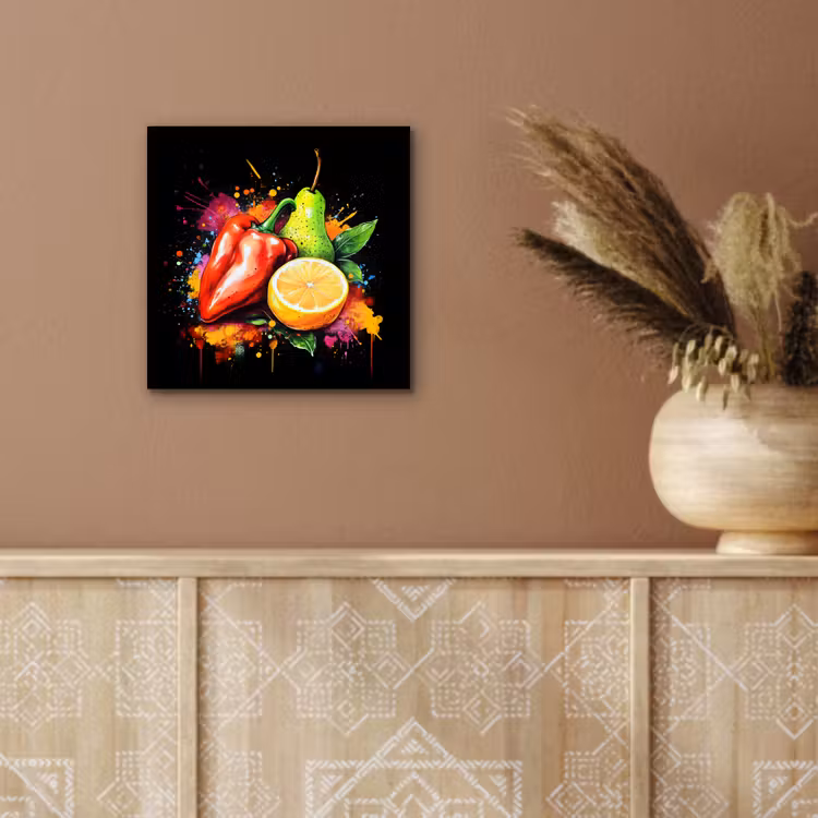 Aluminium schilderij - Paprika - Peer - Citroen - Graffiti - Verf - Abstract — 5