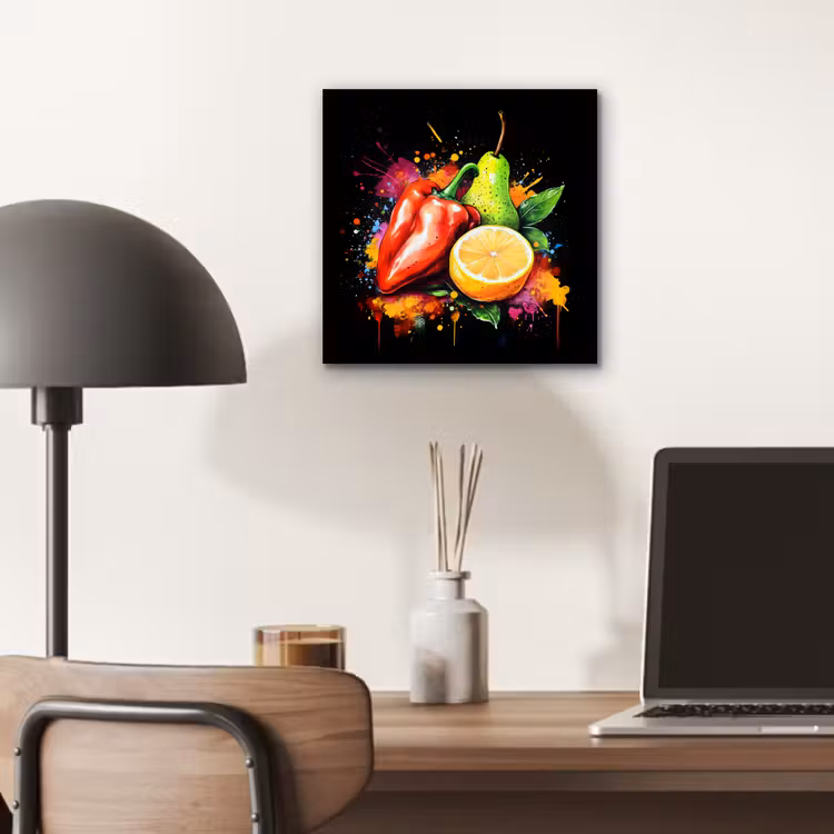 Aluminium schilderij - Paprika - Peer - Citroen - Graffiti - Verf - Abstract — 6