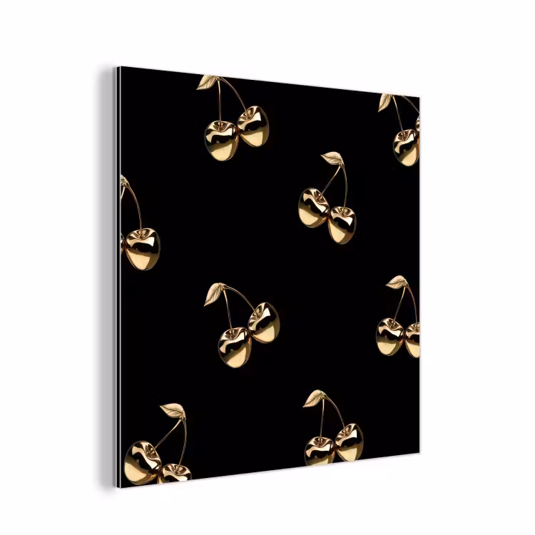 Aluminium schilderij - Patroon - Kersen - Goud - Chrome — 1