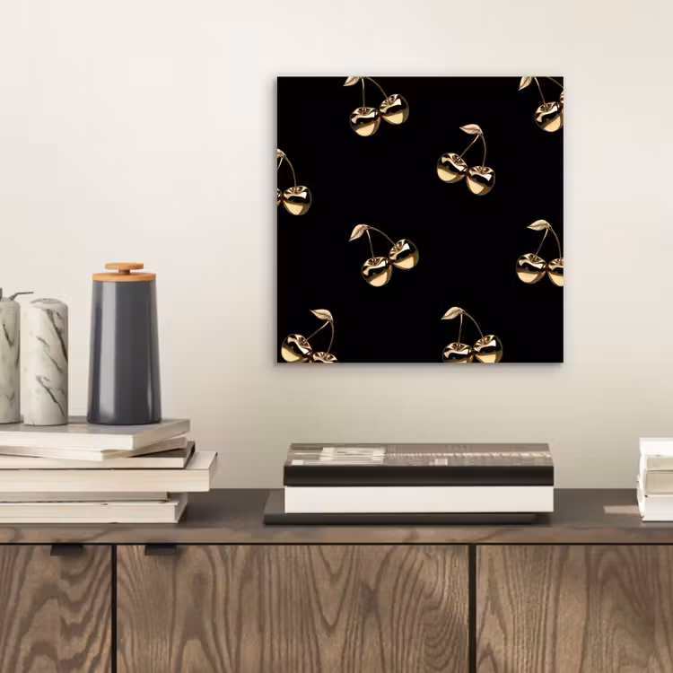 Aluminium schilderij - Patroon - Kersen - Goud - Chrome — 2