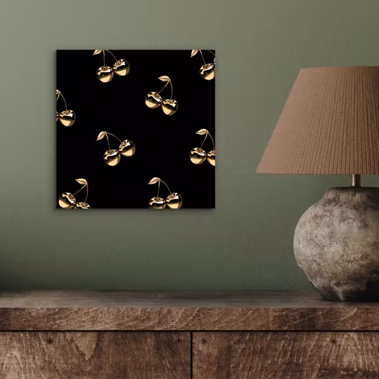 Aluminium schilderij - Patroon - Kersen - Goud - Chrome — 3