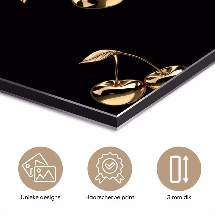Aluminium schilderij - Patroon - Kersen - Goud - Chrome — 7