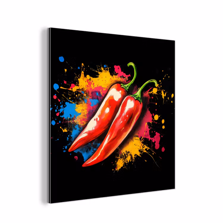 Aluminium schilderij - Peper - Graffiti - Verf - Abstract - Modern - Kleurrijk — 1