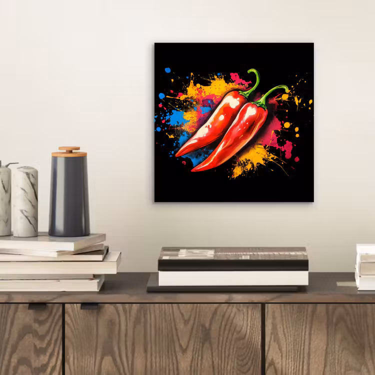 Aluminium schilderij - Peper - Graffiti - Verf - Abstract - Modern - Kleurrijk — 2