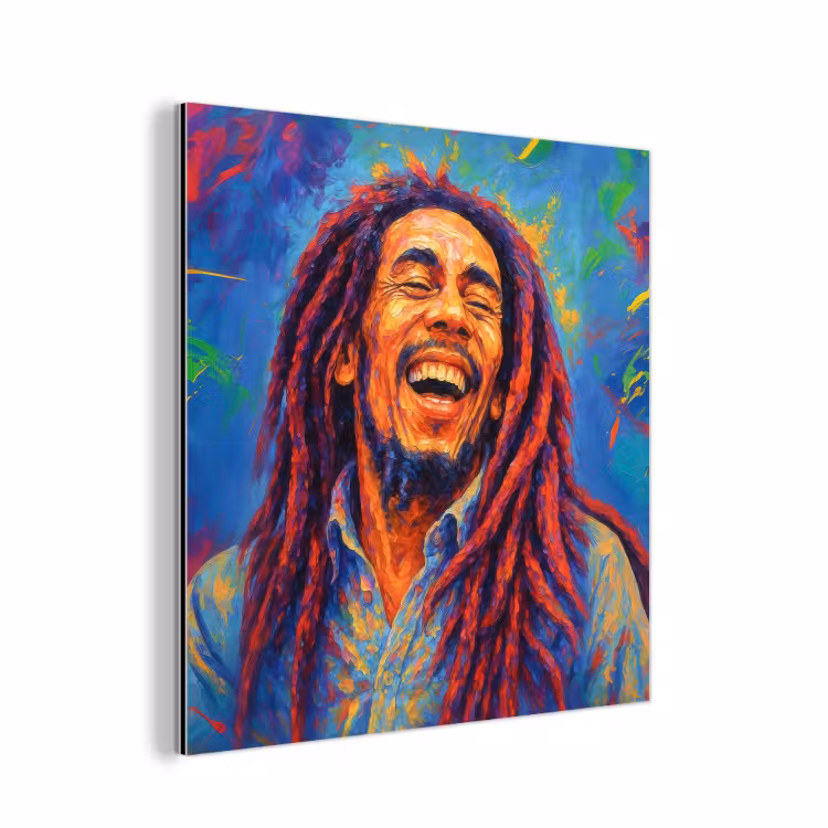 Aluminium schilderij - Regenboogkleuren - Man - schilderij — 1