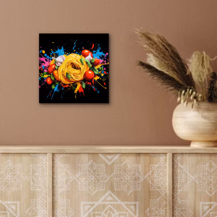 Aluminium schilderij - Spaghetti - Graffiti - Verf - Kleurrijk - Eten - Modern — 5