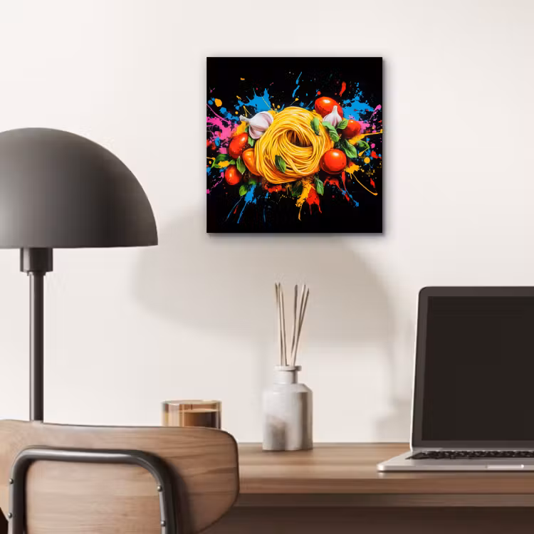 Aluminium schilderij - Spaghetti - Graffiti - Verf - Kleurrijk - Eten - Modern — 6