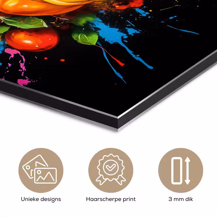 Aluminium schilderij - Spaghetti - Graffiti - Verf - Kleurrijk - Eten - Modern — 7