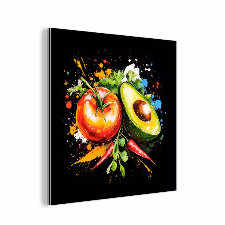 Aluminium schilderij - Tomaat - Avocado - Peper - Graffiti - Verf - Modern — 1