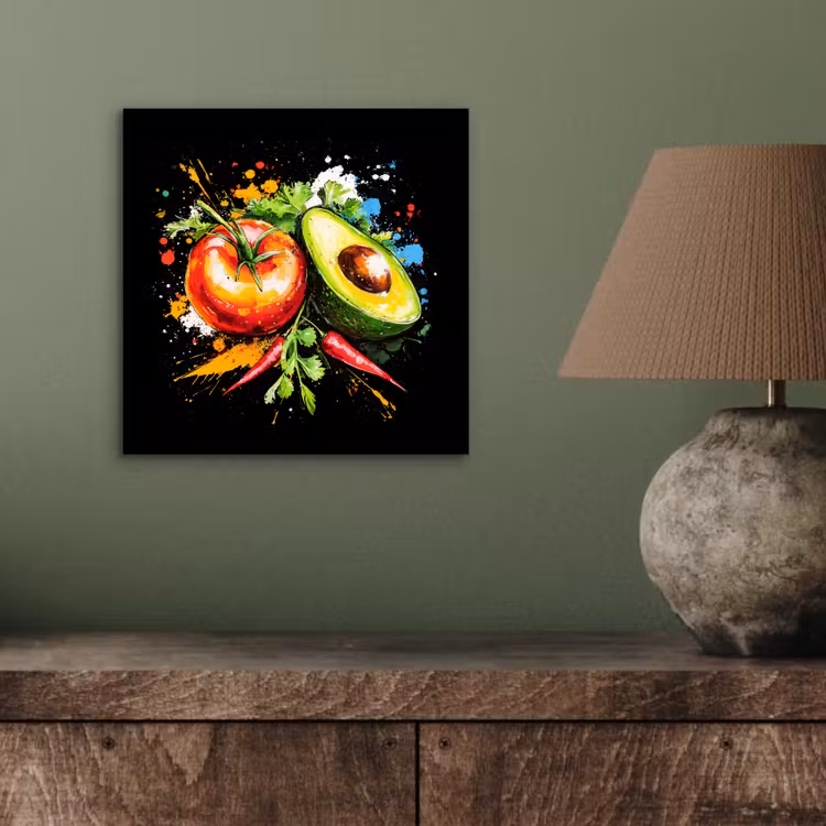 Aluminium schilderij - Tomaat - Avocado - Peper - Graffiti - Verf - Modern — 3