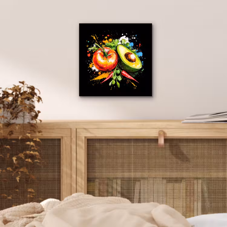 Aluminium schilderij - Tomaat - Avocado - Peper - Graffiti - Verf - Modern — 4