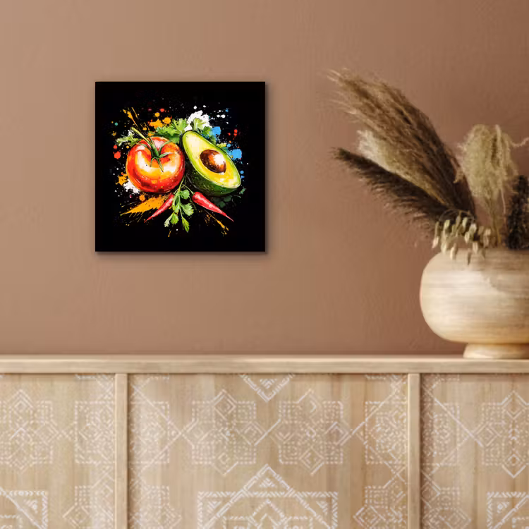 Aluminium schilderij - Tomaat - Avocado - Peper - Graffiti - Verf - Modern — 5