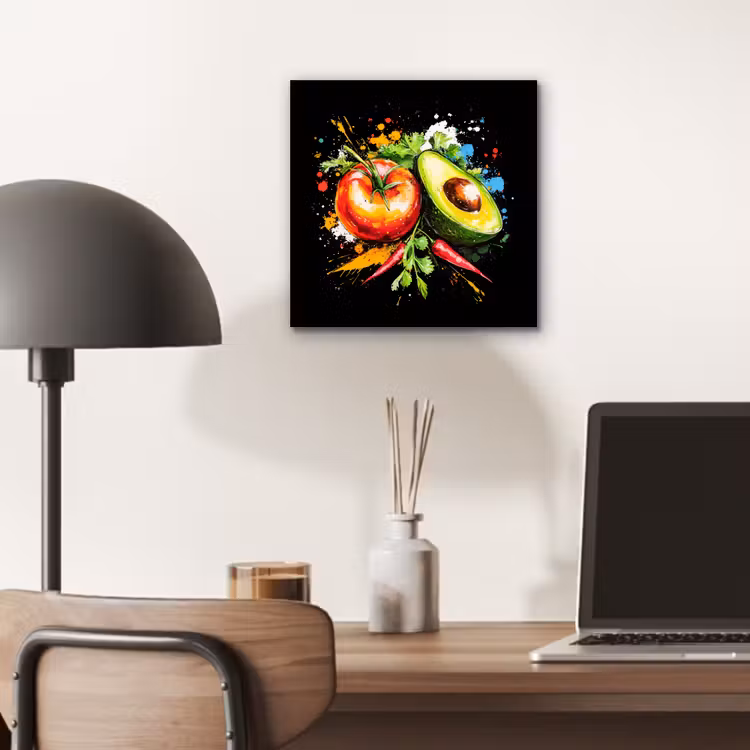 Aluminium schilderij - Tomaat - Avocado - Peper - Graffiti - Verf - Modern — 6