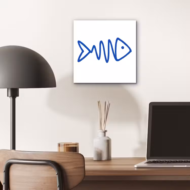Aluminium schilderij - Vis - Minimalistisch - Blauw - Lijn — 6