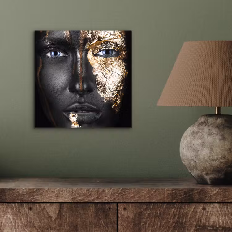 Aluminium schilderij - Vrouw - Bladgoud - Zwart - Goud - Luxe — 3