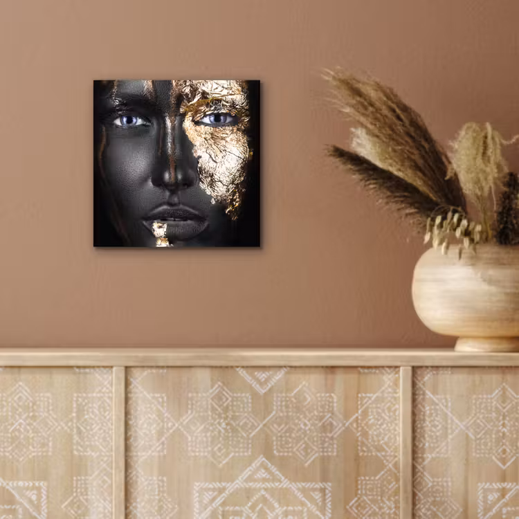 Aluminium schilderij - Vrouw - Bladgoud - Zwart - Goud - Luxe — 5