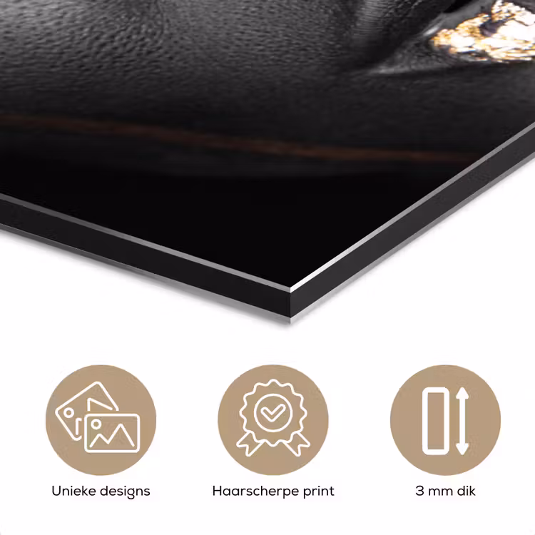Aluminium schilderij - Vrouw - Bladgoud - Zwart - Goud - Luxe — 7