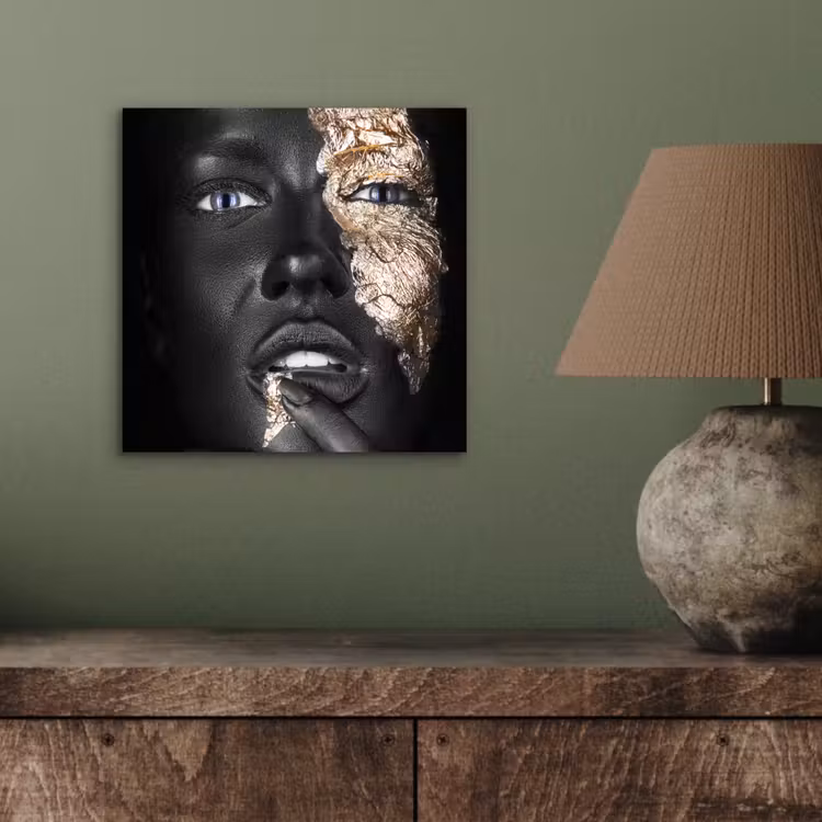 Aluminium schilderij - Vrouw - Bladgoud - Zwart - Huid - Luxe — 3