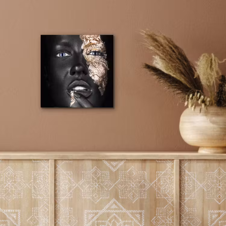 Aluminium schilderij - Vrouw - Bladgoud - Zwart - Huid - Luxe — 5