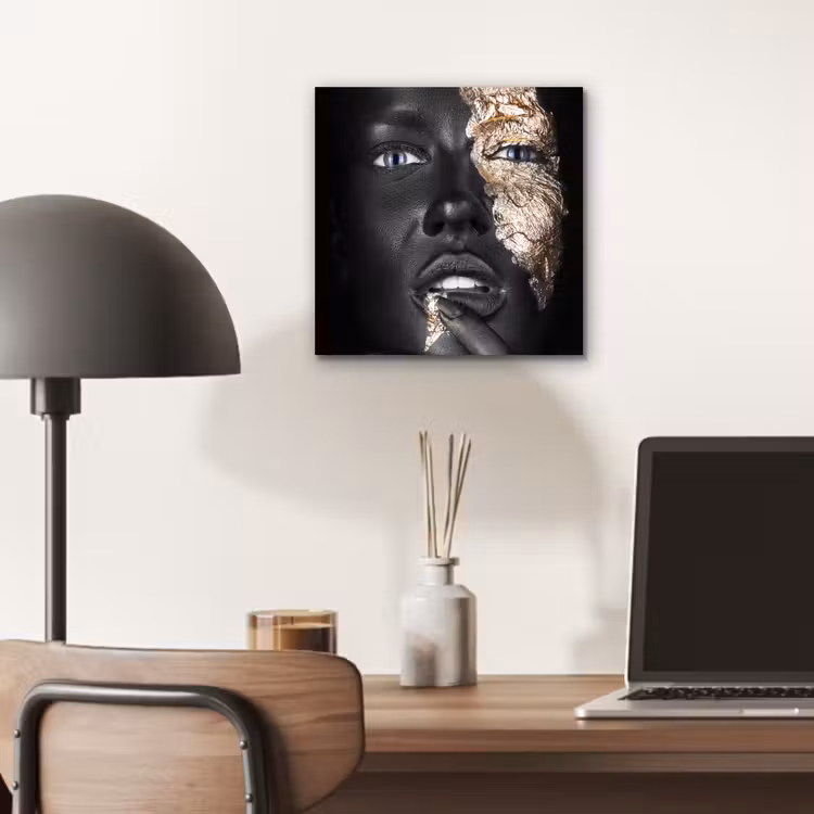 Aluminium schilderij - Vrouw - Bladgoud - Zwart - Huid - Luxe — 6