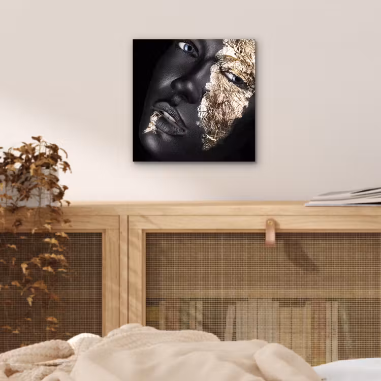 Aluminium schilderij - Vrouw - Goud - Zwart - Verf - Luxe — 4