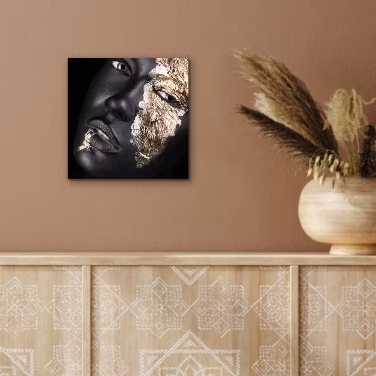Aluminium schilderij - Vrouw - Goud - Zwart - Verf - Luxe — 5