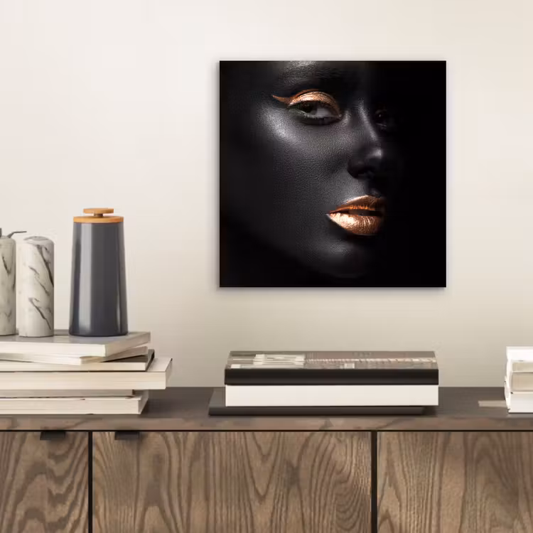 Aluminium schilderij - Vrouw - Make-up - Koper - Zwart — 2