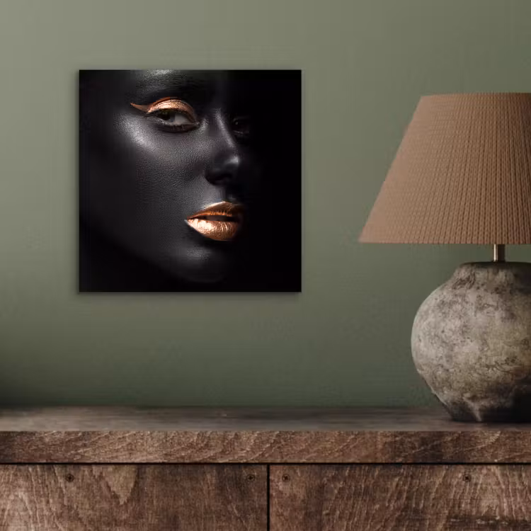 Aluminium schilderij - Vrouw - Make-up - Koper - Zwart — 3