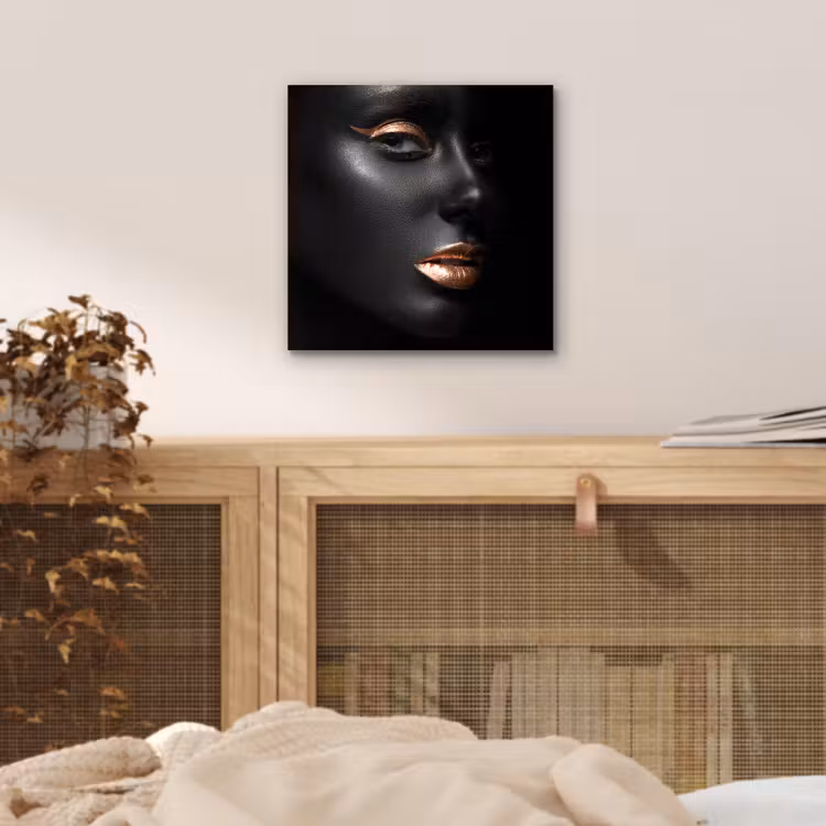 Aluminium schilderij - Vrouw - Make-up - Koper - Zwart — 4