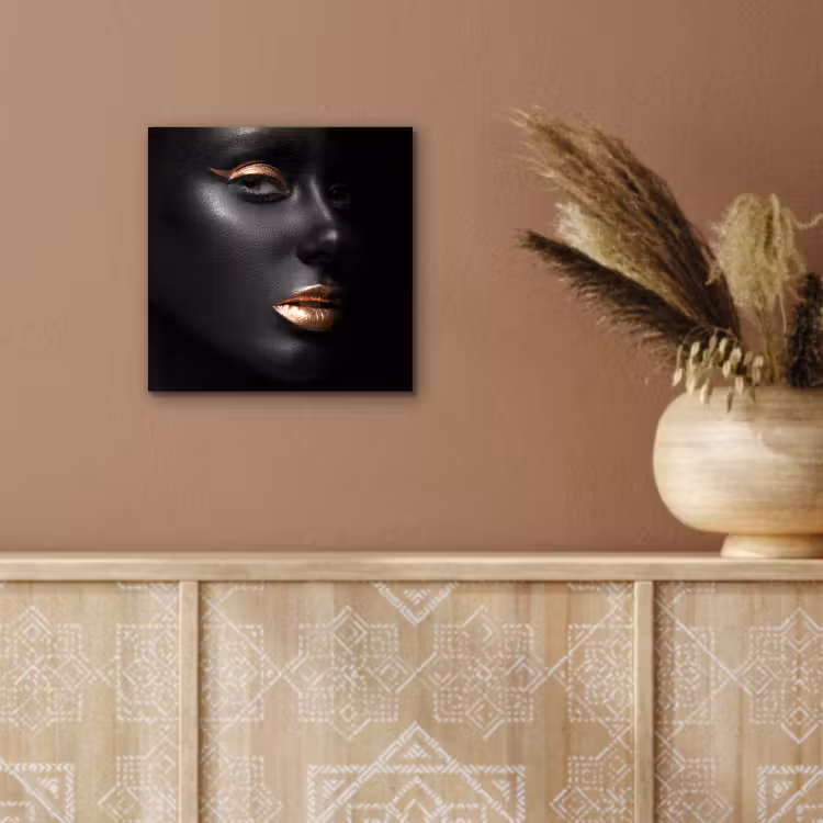 Aluminium schilderij - Vrouw - Make-up - Koper - Zwart — 5