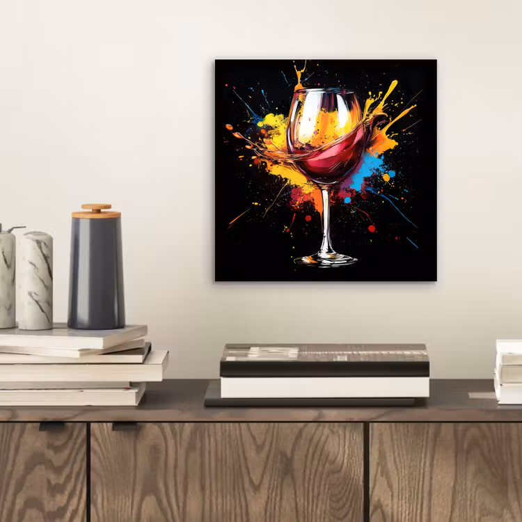 Aluminium schilderij - Wijn - Glas - Graffiti - Borrel - Rood - Verf — 2