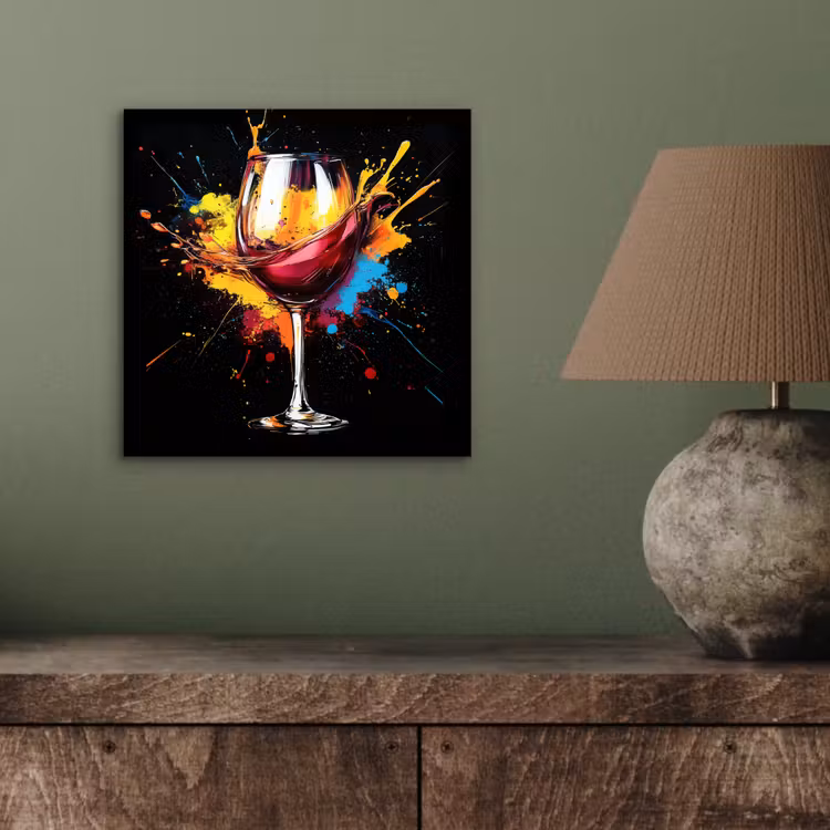 Aluminium schilderij - Wijn - Glas - Graffiti - Borrel - Rood - Verf — 3