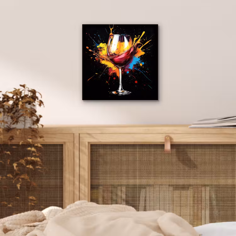 Aluminium schilderij - Wijn - Glas - Graffiti - Borrel - Rood - Verf — 4