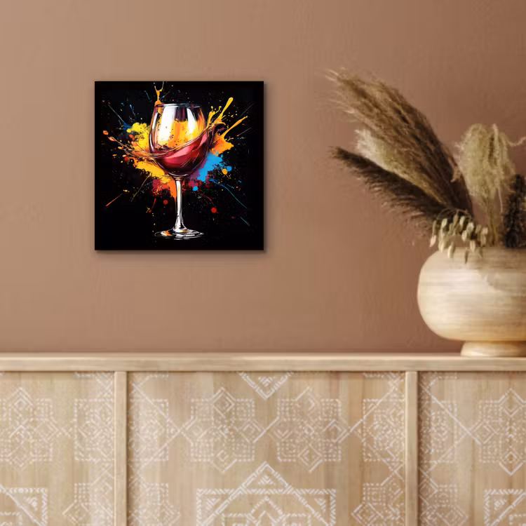 Aluminium schilderij - Wijn - Glas - Graffiti - Borrel - Rood - Verf — 5
