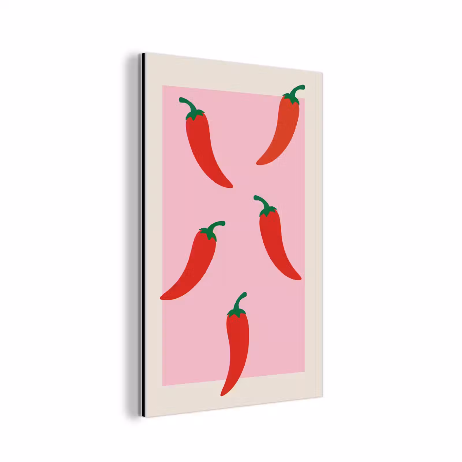 Aluminium schilderij - Pepers - Rood - Illustratie — 1