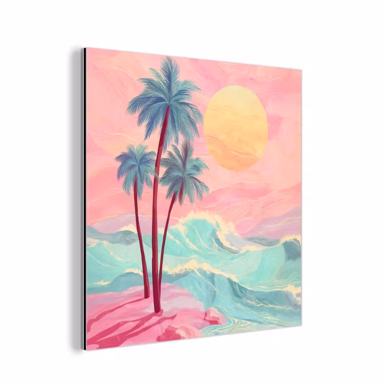 Aluminium schilderij - Palmbomen - Golven - Zee — 1
