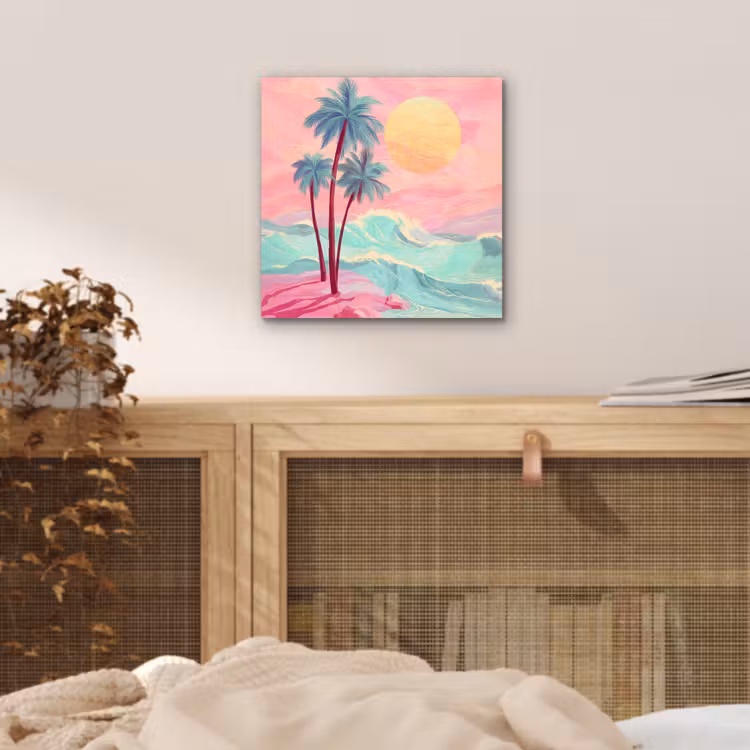 Aluminium schilderij - Palmbomen - Golven - Zee — 4