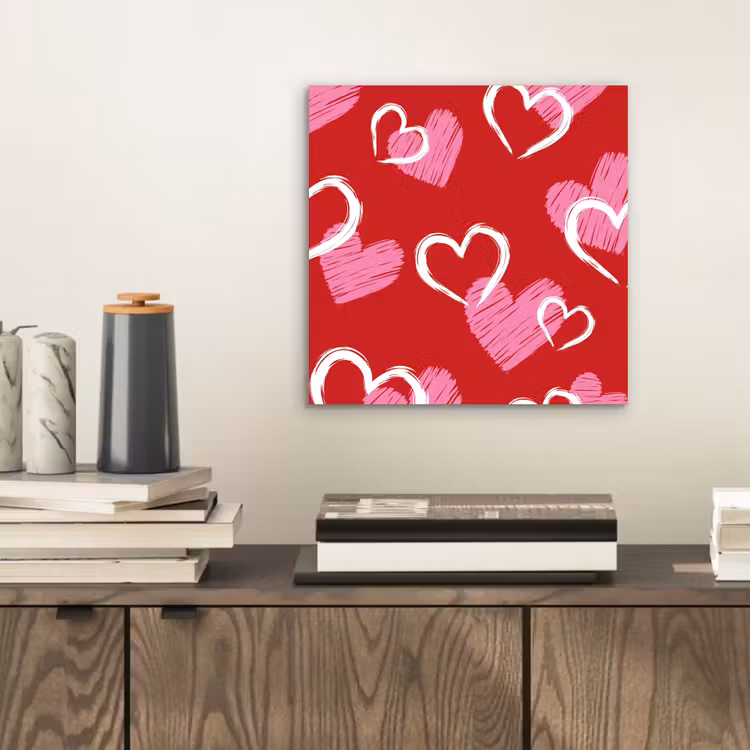 Aluminium schilderij - Patroon - Hartjes - Roze - Valentijn — 2
