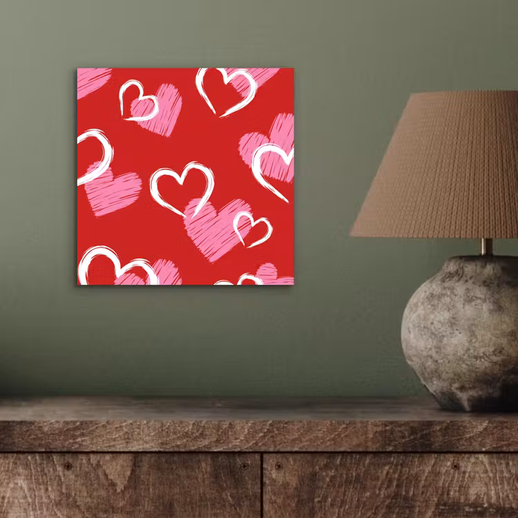 Aluminium schilderij - Patroon - Hartjes - Roze - Valentijn — 3